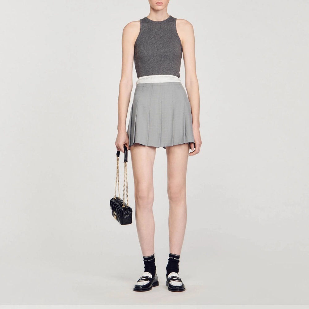 Sandro Rib Knit Gray and White Mini Skirt - NWT! Size 34 (XS)